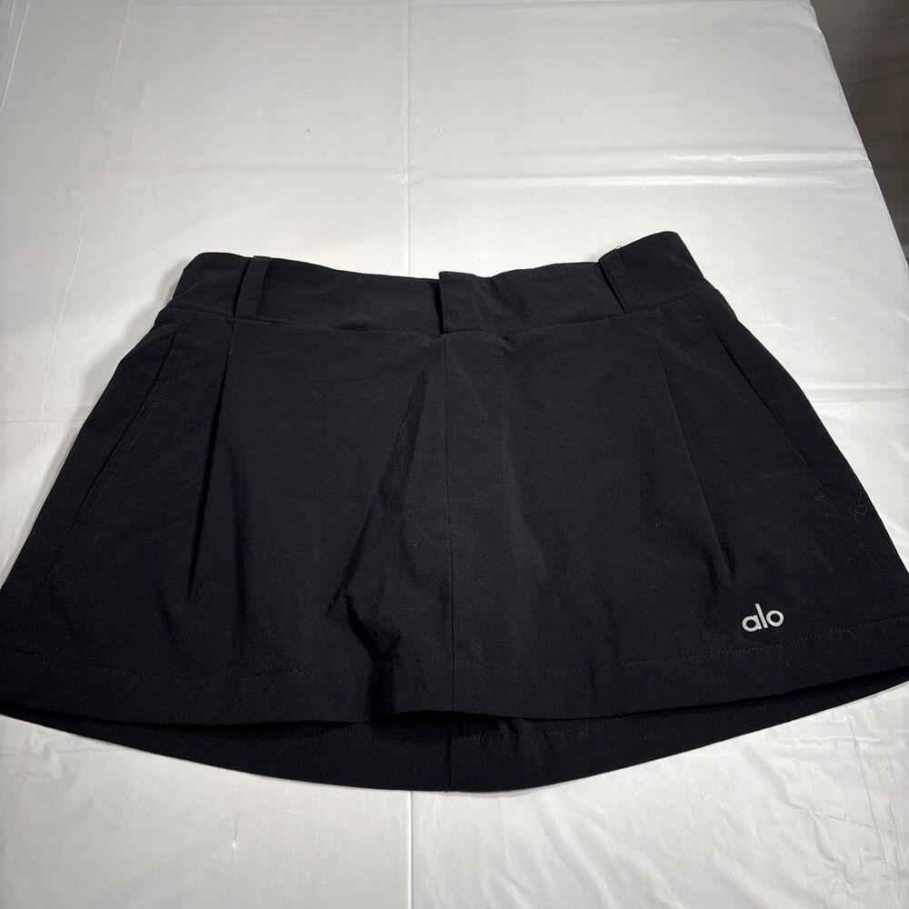 Alo Yoga Aces Tennis Skirt Black Pleated Athletic Skort Built In Active Wear